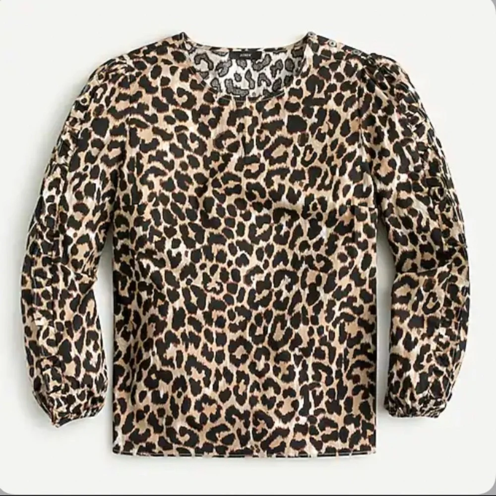 NWT J. Crew‎ Ruffle-Sleeve Top in Leopard